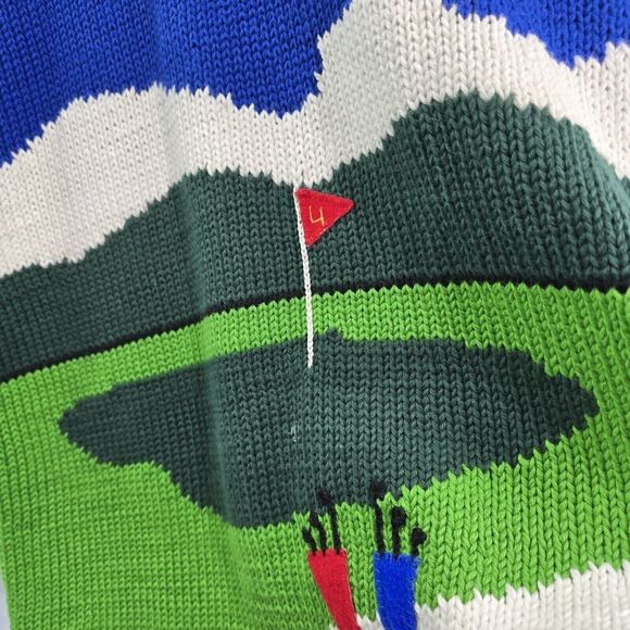 Vintage Sweater Mens Large Womens XL Cardigan Golf Golfing Peru Cotton Salsa - Picture 9 of 12